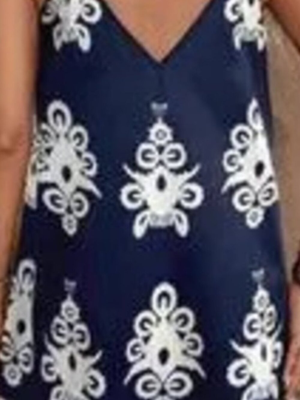 Printed V-Neck Sleeveless Mini Dress